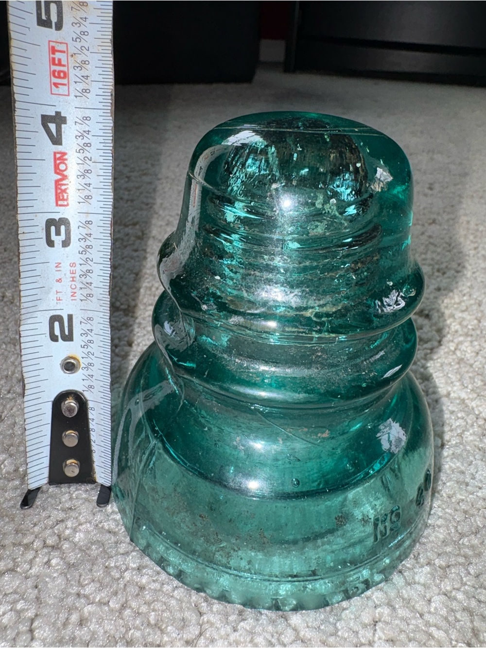 Hemingray No 40 Teal Glass Insulator Decorative Accent